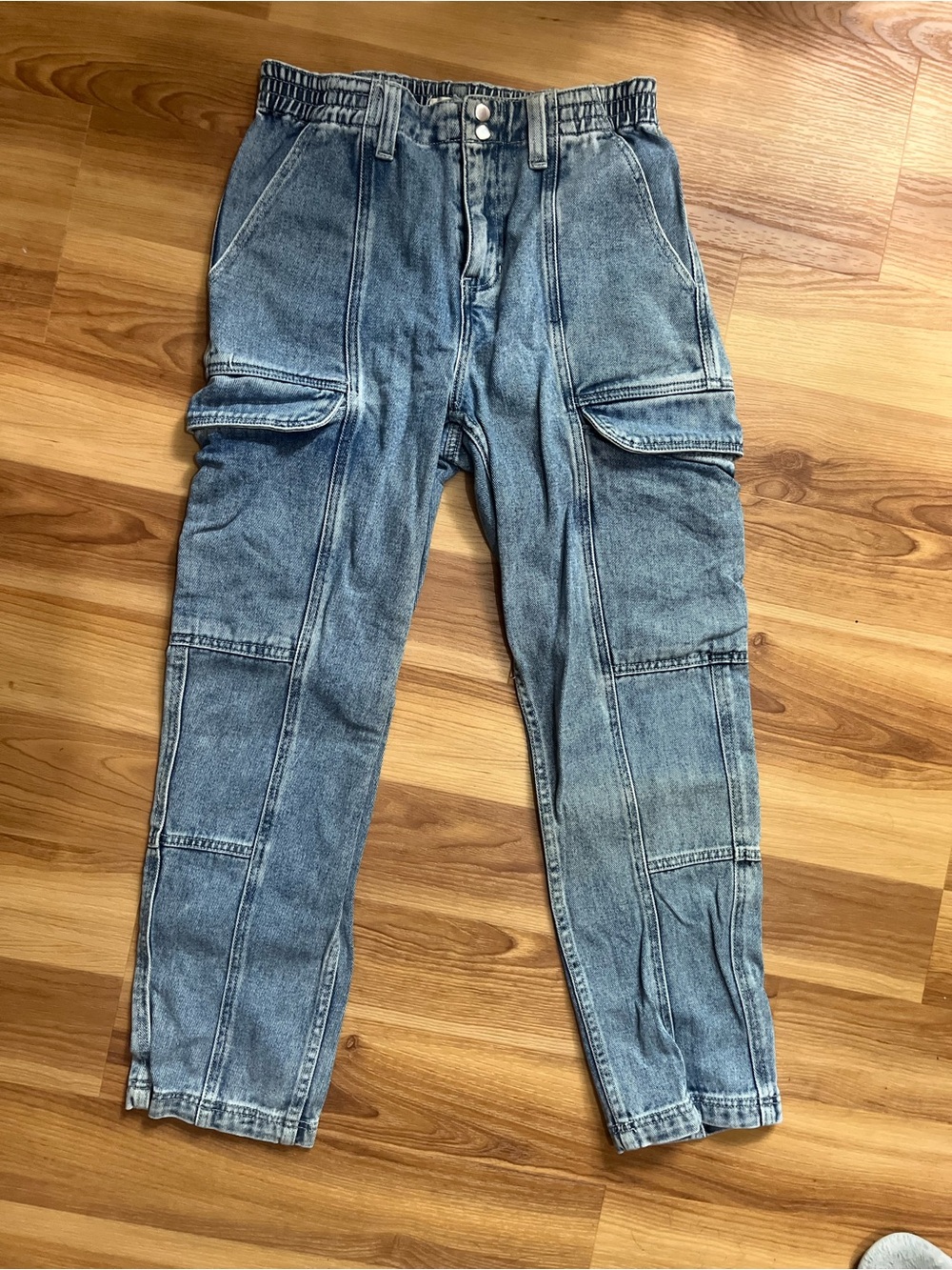 Womens Medium Pacsun Washed Blue Cargo Denim Pants